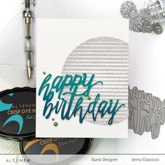 a close up of a birthday card on a table with other cards and supplies around it