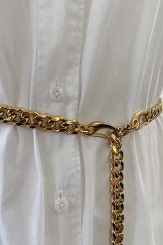 Cuban Chain Belt- Gold – Baacal Chain Outfit, Gold Chain Link Necklace, Gold Belt, Lobster Claws, Chain Belts, Gold Belts, Waist Chain, Chain Belt, Cuban Chain