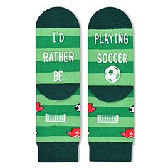 Size & PackingFits for 10-12 years old big kids. Each exclusive gift box contains one pair of funny socks.Crazy Socks For Boys/GirlsOur fun kids socks feature soccer patterns. Additionally, a hidden message at the bottom of these kids soccer socks reads, "I'D RATHER BE PLAYING SOCCER".Gifts For Soccer Players Boys/GirlsOur silly socks for boys/girls are perfect soccer gifts for boys and girls who love soccer. They also make ideal gifts for sports fans.Kids GiftsThese funny socks for boys/girls a Fun Socks For Kids, Radiologist Gifts, Soccer Goals, Dental Assistant Gifts, Best Gifts For Boys, Silly Socks, Funny Soccer, Unique Gifts For Kids, Playing Soccer