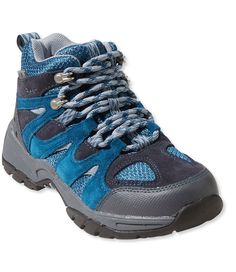 Our colorful kids' waterproof hiking shoes feature exclusive Tek2.5 technology and sneaker-like comfort, for fun on and off the trail. Breathable polyester mesh and waterproof suede upper. Nylex lining. Cushioned EVA midsole and removable EVA footbed provide noticeable comfort, right out of the box. Heel and toe bumpers add durability. Lace-up style for a custom fit. TEK2.5 waterproofing ensures feet will stay dry in all conditions. Trail Trac rubber outsole features a versatile lug pattern for Blue Running Shoes With Breathable Mesh For Outdoor Activities, Blue Running Shoes With Breathable Mesh For Outdoor, Durable Blue Sporty Sneakers, Blue Durable Sneakers For Outdoor Activities, Durable Blue Outdoor Sneakers, Blue Mesh Running Shoes For Outdoor Activities, Blue Mesh Running Shoes For Outdoor, Blue Mesh Outdoor Running Shoes, Blue Breathable Walking Shoes For Hiking