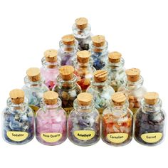 PRICES MAY VARY. Mini Crystals for Spell Jars Size Detail: Width: About 22 mm; Height: About 30 mm; Weight: About 150 Gram Quantity: 1 Set (included 9 pcs of bottles) PS: 9 different stone styles will be sent by random from available lot of carnelian; rose quartz; amethyst; rock quartz; garnet; lapis; fluorite; sodalite; red jasper; amazonite; hematite; unakite; orange calcite; leopardskin jasper; white howlite; snowflake obsidian; dalmation jasper;green aventurine;g old tiger's eye; tourmalinat Travel Altar, Small Glass Bottles, Glass Bottles With Corks, Crystal Chips, Indoor Fountain, Reiki Healing Crystals, Stone Chips, Orange Calcite, 21st Gifts