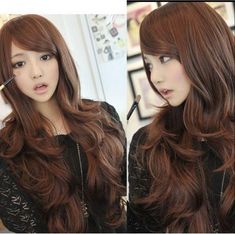 Sexy Women Girls Dark Brown Wavy Curly Long Full Wigs, Long Wigs, Hair Inspo Color, Long Curly Hair, Wig Styles, Wigs With Bangs, Long Curly, Hairstyles Haircuts