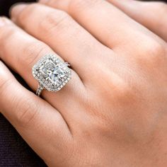 Kobelli Large Radiant Double Halo Moissanite and Diamond Ring Large Engagement Rings, Double Halo Diamond Engagement Ring, Radiant Cut Engagement Rings, Radiant Engagement Rings, Buying An Engagement Ring, Dream Engagement Rings, Double Halo, Engagement Ring Cuts, Ivory Wedding