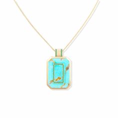 Campbell + Charlotte Spark Emerald Cut Pendant Necklace - Turquoise & Emerald Luxury Green Cabochon Jewelry, Luxury Emerald Rectangular Pendant Jewelry, Luxury Yellow Gold Turquoise Necklace, Luxury Multi-stone Emerald Jewelry, Luxury Green Cabochon Necklace, Luxury Turquoise Pendant Necklace, Yellow Gold Chrysoprase Jewelry With Cabochon, Luxury Turquoise Gemstone Necklace, Fine Jewelry Turquoise Pendant Necklace