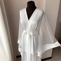 Long Bridal Robe Maxi Bridal Robe Kimono Long Robe White | Etsy Floor Length Robe, Wedding Kimono Robe, White Lace Robe, White Bridal Robe, Long Bridal Robe, Bridal Dressing Gown, Silk Bridal Robe, Silk Robe Long, Robe Wedding