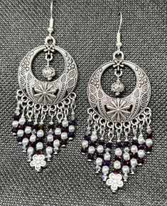 Ornate Chandelier Pendant with Silver Baubles. Purple and Silver Beading. Chandelier Earrings. Ornate Chandelier, Silver Baubles, Purple And Silver, Chandelier Pendant, Silver Bangles, Chandelier Earrings, Labour Day, Beading, Etsy Earrings