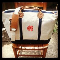 Monogram Canvas Satchel/Duffel by SEmbroideredBoutique on Etsy, $85.00 Covington Ky, Pretty Purses, Canvas Satchel, Embroidery Monogram, Overnight Bags, May 13, Weekender Bag, Monogram Canvas, Etsy Listing