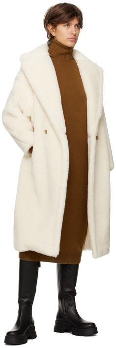 Alpaca and virgin wool-blend fleece coat. · Notched lapel · Double-breasted button closure · Welt pockets · Full satin lining Supplier color: White Teddy Bear Icon, Bear Icon, Max Mara Coat, White Teddy Bear, Womens Parka, Fleece Coat, Double Breasted Coat, Winter Looks, Max Mara