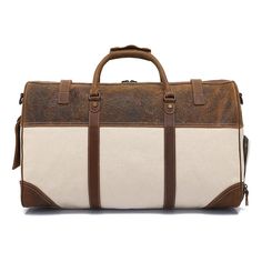 ITEM DETAILS   Material: Canvas 
color: off-white 
Size: L53*W25*H29 (CM) 
Weight: 1.7kg  ITEM OVERVIEW  Elevate your travel experience with the Cotton Canvas Duffle Bag with Shoe Compartment. Designed with the modern traveler in mind, this versatile bag features a dedicated shoe compartment, allowing you to neatly store and transport your footwear without worrying about soiling the rest of your belongings. The spacious main compartment offers ample storage, making it the perfect companion for 3-5 day business trips or weekend getaways. Crafted from durable cotton canvas and accented with premium leather handles, this duffle bag combines style and functionality for a seamless travel experience. Equipped with convenient pockets and a clear internal structure, you can easily organize and ac Luxury Coated Canvas Duffle Bag For Business, Luxury White Rectangular Canvas Bag, Luxury White Canvas Bag For Daily Use, Luxury Beige Travel Bag, White Large Capacity Travel Bag For Everyday, Luxury Beige Duffle Bag With Large Capacity, Beige Large Capacity Luggage For Overnight Trips, Large Capacity Beige Luggage For Overnight Trips, Luxury Beige Satchel For Travel