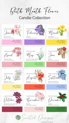 a bunch of flowers that are on top of each other with the words bath match flower candle