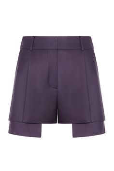 Lightweight wool high waist shorts. Wide pockets out. Zipper fastening at front. Functional pockets on each side. Color: amethyst. Shell: 86% Wool; 10% Polyamid; 4 Elastane Made in Georgia Coat Shoes, High Waist Shorts, Straight Pants, Deep Purple, High Waisted Shorts, Online Purchase, Jacket Dress, Georgia, High Waist