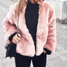 Details: Free Shipping 10% OFF 1st Order, Free Exchange&Easy Returns. This ladies pink faux fur coat features chubby mink fake fur and soft fuzzy feel. The pink fur jacket is good combinations with your jeans, skirt and leggings you like. Material: Fluffy Mink Faux Fur.Color: Pink/ White/ Dark Pink/ Black/ Emerald Pink Fur Jacket, Fur Clothes, Pink Faux Fur Coat, Pink Fur Coat, Maxi Dresses Fall, Party Attire, Loose Coats, Dream Closets, Fall Winter Dresses