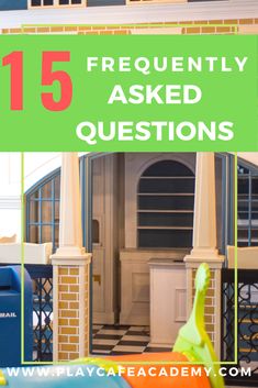 a sign that says frequently asked questions in front of a building with the words, 15 frequently asked questions