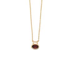 An oval garnet is bezel set and delicately hung from a 16-18" chain. Bezel Set Jewelry, Yellow Gold Garnet Necklaces With Oval Shape, Yellow Gold Oval Garnet Necklace, Bezel Necklace, Ruby Necklace, Garnet Jewelry, Bezel Pendant, Art Metal, Fine Jewellery Necklace