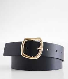 "BKE Basic Belt - Black Medium, Women's Blackgold Faux leather 1 3/8" belt. Synthetic leather. Apparel & Accessories" Thick Black Belt, Black Belt With Gold Buckle, Black Belt Gold Buckle, Trendy Belt With Gold Buckle For Work, Modern Gold Belt With Buckle Closure, Belt Gold, Women's Belts, Belt For Women, Belt Black