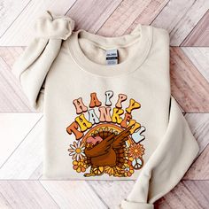 Happy Thankful Turkey Sweatshirt, Thanksgiving Sweatshirt, Thanksgiving Shirt, Fall Sweatshirt, Fall Shirt Hoodie a693 HOW TO ORDER 1. Choose Color 2. Select Size from drop down menu DETAILS - 1x1 ribbed collar, cuffs and waistband with spandex - Pill-resistant air jet yarn - Set-in sleeves - Double-needle stitching throughout CARE INSTRUCTIONS - Wash item inside out in cold water. - Tumble Dry Low - Do not iron - Do not dry clean - Do not bleach Cotton Hooded T-shirt For Fall, Hooded Cotton T-shirt For Fall, Fall Hooded Graphic Print T-shirt, Hooded Graphic Print T-shirt For Fall, Long Sleeve Fleece T-shirt For Fall, Fall Letter Print Hooded T-shirt, Fall Hooded T-shirt With Letter Print, Fleece T-shirt With Letter Print For Fall, Thankful Turkey