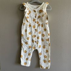 New With Tags Little Planet By Carters Organic Cotton White With Apple Print, Sleeveless, Long Pant Jumpsuit Smoke Free Home Casual Fitted Sleeveless Bubble Romper, Fitted Sleeveless Casual Bubble Romper, Playful Yellow Cotton Jumpsuits And Rompers, Sleeveless Cotton Onesie For Playdate, Cute Sleeveless Cotton Onesie, Spring Yellow Cotton Jumpsuits And Rompers, Yellow Cotton Jumpsuits And Rompers For Spring, Spring Playtime Sleeveless Onesie, Playful Yellow Jumpsuits And Rompers For Spring