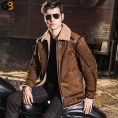 Crafted in a marvelous shade that blends with any look, this flamboyant men's motorcycle jacket is perfect for casual wear. Fashioned from genuine leather in a solid pattern, the zipper closure of this dashing coat proffers a great fit while the turn-down fur collar gives it a rugged finish. Fitted with full sleeves and lined with polyester for unmatched comfort, this charismatic jacket makes head turn everywhere you go!

Specifications
Brand Name: GeraldBlack
Material: Pigskin
Collar: Turn-down Leather Jacket Fur, Winter Leather Jackets, Flying Jacket, Jacket Fur, Motorcycle Jacket Mens, Real Leather Jacket, Biker Leather, Genuine Leather Jackets, Pig Skin