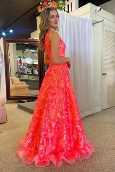 Prom Dresses Bright, Flower Girl Dresses Country, Mismatched Bridesmaids, Mismatched Bridesmaid Dresses, Wedding Dresses With Flowers, Wedding Flower Girl Dresses, Sequin Prom Dress, Sequin Appliques, Prom Dress Inspiration