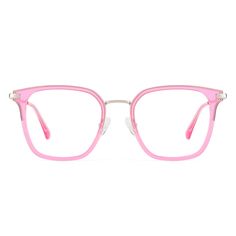 If you want a showstopper to add to your eyewear wardrobe, these gorgeous geometric glasses are your best choices. Made with glossy hand-polished acetate and lighweight metal,  the frame is comfortable to wear for a whole day. Frame Shape: GeometricFrame Color: Silver, PinkFrame Material: Metal, AcetateRim Type: Full RimSpring Hinge: YesAdjustable Nose Pads: YesWeight: 16 gWeight: 16 gLens Width: 50 mmBridge Width: 19 mmTemple Length: 140 mmFrame Width: 139 mmLens Height: 48 mm Pink Glasses Frames, Pink Eyeglasses For Women, Pink Square Glasses, Pink Rectangle Glasses, Pale Pink Glasses Frames, Pink Eyeglasses, Glasses Online, Prescription Glasses, Trendy Fashion