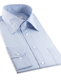 200's Classic Blue Check Kelly Collar Classic Plaid Shirt With Spread Collar, Business Plaid Shirt With Spread Collar, Classic Gingham Dress Shirt For Work, Classic Gingham Dress Shirt For Business, Ben Silver, Check Shirts, French Cuff Shirts, Standard Dress, Silver Collection