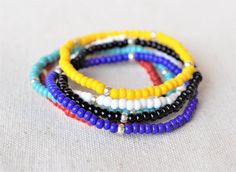 Christmas Bracelets, Choose Color, Beaded Stacking Bracelet, Seed Bead Bracelet, Stretch Bracelet, B Cheap Adjustable Sporty Beaded Bracelets, Cheap White Wristband With Colorful Beads, Cheap White Braided Bracelet With Colorful Beads, Bead Anklets, Leather Anklets, Anklet For Women, Beaded Jewelry Bracelets, Hanging Beads, Anklets Boho