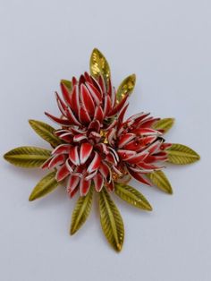 Formal Flower Enamel Brooches, Formal Flower-shaped Enamel Brooches, Red Enamel Vintage Brooch, Vintage Red Enamel Brooches, Vintage Flower Enamel Pin For Collectors, Vintage Flower Enamel Pin Collectible, Flower Shaped Enamel Brooch Pin, Flower Shaped Enamel Brooch, Vintage Enamel Flower Brooches