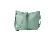 HOBO Pier Small Crossbody - Handbags : Pale Green : Bring on that eclectic charm to every look you pull off by carrying the Hobo Pier Small Crossbody. Leather construction. Magnetic snap closure. Detachable and adjustable crossbody strap. Zippered interior pocket. Slip-in pocket on the exterior back wall. Two credit card slots in the interior. Dust bag included. Cotton-lined, roomy interior. Imported. Measurements: Bottom Width: 7 1 4 in Depth: 3 1 4 in Height: 7 in Strap Length: 48 in Strap Dro Everyday Crossbody Bucket Bag With Pockets, Crossbody Bucket Bag With Pockets, Travel Hobo Shoulder Bag With Snap Closure, Trendy Crossbody Hobo Bag With Snap Closure, Crossbody Hobo Bag With Cell Phone Pocket For On-the-go, Everyday Crossbody Bucket Bag With Snap Closure, Chic Crossbody Bag With Pockets, Casual Crossbody Bag With Snap Closure, Modern Hobo Bag With Snap Closure Crossbody