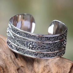 Ornate Artisan Crafted Sterling Silver Cuff from Bali - Midnight Lace | NOVICA Balinese Jewelry, Diamond Wedding Jewelry, Sweet Jewelry, Bangles Jewelry Designs, Gold Jewellery Design Necklaces, Sterling Silver Cuff Bracelet, Foot Jewelry, Jewelry Design Necklace, Jewel Box