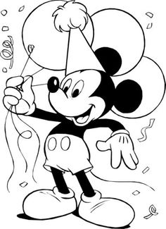 mickey mouse with balloons coloring page