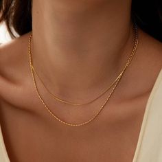 Double Chain Necklace - Material: 18k gold plated over stainless steel - Necklaces Length: 36cm, 40cm(adjustable length 5.5cm) - Safe for sentive skin - Glossy gold finished - Tarnish free - Waterproof - Light weight O T H E R ∙ I N F O R M A T I O N - Next day shipping - Our items come beautifully packaged, making them perfect for gifting. Necklace Stacking, Necklace Set Gold, Necklaces Length, Double Chain Necklace, Layer Necklace, Gold Necklace Set, Double Chain, Lovely Necklace, Gold Chain Necklace