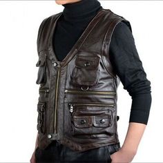 Men's Waistcoat Hunter Fishing Vest Sleeveless Leather Gilet Casual Jacket | eBay Leather Gilet, Mens Waistcoat, Men's Waistcoat, Fishing Vest, Brands Outlet, Casual Jacket, Things To Buy, The Light, Vest Jacket