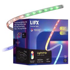 the light strip is on display with its box