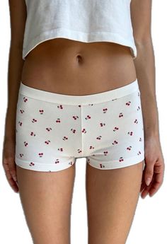 Cute White Brief Bottoms, Trendy Summer Boxer Briefs, White Cotton Boxer Briefs, Seamless Cotton Pajama Shorts For Summer, Trendy White Pajama Shorts For Loungewear, White Cotton Short Sleepwear, Summer Loungewear Boxer Briefs, White Short Boxer Briefs For Daywear, Summer Fitted Boxer Briefs For Loungewear