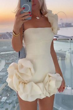 One-shoulder Ruffle Waist Bodycon Dress Embroidered Lace Dress, Lace Embroidery, Waist Length, Embroidered Lace, Tube Top, Lace Dress, Fashion Forward, One Shoulder, Bodycon Dress