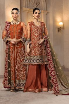 Embroidered Net Front Embroidered Net BackEmbroidered Net SleevesEmbroidered Front + Back Patch (3)Embroidered Net DupattaEmbroidered Dupatta Patch (2)Embroidered Sleeves Patch (3) Dyed Raw Silk Trouser Model Size: Angrakha:Shirt Length : 36Trouser Length : 39Open: Shirt Length : 55Trouser Length : 37 Net Sleeves, Pakistani Style, Pakistani Party Wear, Pakistani Fancy Dresses, Chiffon Collection, Elegant Attire, Eid Collection, Net Dupatta, Pakistani Outfits