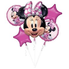 minnie mouse balloon bouquet with helium balloons