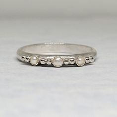 Pearl Ring Band in Sterling Silver Natural Stone Engagement Ring Silver, Dainty Wedding Ring Silver, Silver Band Wedding Ring, Untraditional Engagement Rings Silver, Pearl Wedding Ring Silver, Vintage Pearl Engagement Ring, Silver Pearl Wedding Ring, Pearl Engagement Ring Silver, Silver Simple Engagement Rings