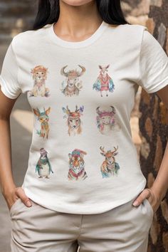 These cute animal t-shirts with animal logos are perfect for animal lovers of all ages. Made from 100% ring-spun cotton, this t-shirt is soft and lightweight, making it a versatile piece for any occasion. Whether you're lounging at home or out and about, this t-shirt will keep you comfortable and stylish. Perfect for casual wear, as a gift for animal enthusiasts, or for celebrating pet holidays and special occasions. Product features - 100% ring-spun cotton for a soft and smooth feel - Classic f Custom Print Cotton Novelty T-shirt, Novelty Cotton T-shirt With Custom Print, Custom Print Cotton T-shirt In Novelty Style, Custom Print Cotton T-shirt, Novelty Style, Custom Print Cotton T-shirt, Novelty Custom Print T-shirt For Gift, Casual T-shirt With Custom Print For Gifts, Animal Logos, Logo Animal