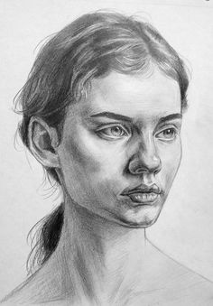 a pencil drawing of a woman's face