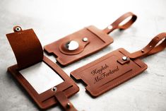 Handcrafted from full-grain, distressed leather, the Left Coast AirTag Luggage Tag was created to be a part of your adventure. Attach your AirTag securely to the luggage tag so you always know where your cargo is during your travels! Designed for practical luxury, each tag has three pockets, a display window for contact information and it can be attached to luggage using the clip or keyring. Our leather will tell the story of your travels with the passing of time. The Airtag is not included. PLE Wine Connoisseur, Custom Coasters, 30 Gifts, 50th Gifts, Distressed Leather, Personalized Leather, Luggage Tag, Leather Design, Brass Hardware