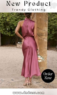 Elegant Sleeveless Silky Soft Halter Cocktail Dress for Lady Sleeveless Bridesmaid Maxi Dress, Summer Sleeveless Midi Bridesmaid Dress, Spring Bridesmaid Halter Neck Sleeveless Dress, Spring Halter Neck Bridesmaid Dress, Sleeveless Halter Bridesmaid Dress For Summer, Sleeveless Halter Dress For Bridesmaids In Summer, Sleeveless Midi Dress For Bridesmaids, Pink Sleeveless Halter Bridesmaid Dress, Halter Cocktail Dress