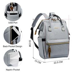 This multiple functionality backpack is here to keep your eye-catching and effortlessly iconic. This stylish bag has plenty of space to carry all your daily essentials to make it through your hectic schedule. Don't worry about a thing, you've got it in the bag. it's a perfect mommy bag, travel bag, and also a daily work bag. Considerate design USB port (Don't Worry About Your Smartphone's Battery) Double zipper Reinforce handle Premium fabric Arcuate Shoulder Strap Separated insulated storage ba Trendy Gray Rectangular Backpack, Trendy Rectangular Gray Backpack, Large Capacity Versatile Backpack For Back To School, Versatile Large Capacity Backpack For Back To School, Versatile Large Capacity Backpack For School, Large Capacity Backpack For Back-to-school, Trendy Laptop Bag For Everyday And Back To School, Multifunctional Portable Backpack For Students, Multifunctional Portable Student Backpack