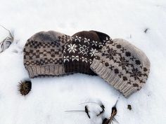 Hand-knitted pure Wool Snowflake Beanies  These are beautifully hand knitted Australian wool, Scandinavian style Snowflake patterned Beanies . They are hand made in a pure naturally coloured Wool in a natural light brown, chocolate dark brown & white wool (100% Wool)  Each has a unique & original pattern in different combinations of colour , One size fits all . They are beautiful for a wintery day and great stylish traditional Scandinavian look for the winter with an Australian touch. They are s Winter Crochet Knitting Pattern In Brown, Brown Crochet Knitting Pattern For Winter, Nordic Winter Hand Knitted Pattern, Nordic Hand Knitted Winter Knitting Pattern, Winter Nordic Knitting Pattern, Nordic Style Hand Knitted Winter Knitting Pattern, Hand Knitted Brown Winter Knitting Pattern, Nordic Style Handmade Winter Knitting Pattern, Scandinavian Hand Knitted Winter Knitting Pattern