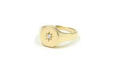 Timeless 14k Gold Signet Ring With Vs Clarity, Classic Diamond Signet Ring For Everyday, Everyday Fine Jewelry Signet Ring With Single Diamond, Everyday Classic Diamond Signet Ring, Classic Everyday Diamond Signet Ring, White Gold Diamond Signet Ring For Everyday, Everyday White Gold Diamond Signet Ring, 14k Gold Signet Ring With Vs Clarity For Everyday, Classic Everyday Signet Ring With Single Diamond