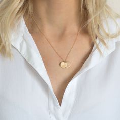 Initial Disc Necklace - 1/2" Initial Disc Necklace, Made By Mary, Coin Pendant Necklace, Neck Choker, Initial Pendant Necklace, Trendy Necklaces, Jewelry Card, Disc Necklace, Chain Gold