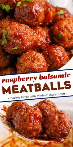 the cover of raspberry balsamic meatballs