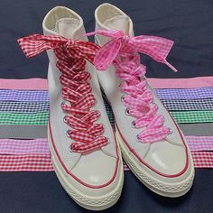 Gingham Shoelaces Plait Shoe Strings Cotton Shoelace Cotton | Etsy White Sneakers With Lace-up Fastening For Spring, White Spring Sneakers With Lace-up Fastening, White Lace-up Sneakers For Spring, Gingham Shoes, Custom Shoelaces, Ribbon Shoe Laces, Reflective Shoes, Nike Shoe, Lace Sneakers