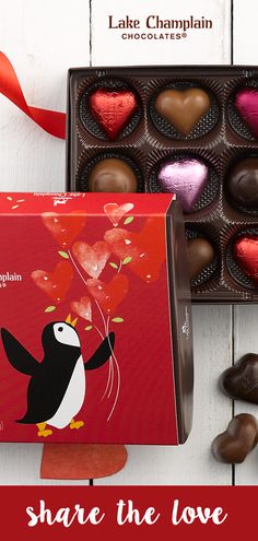 valentine's day chocolates in a box with the message share the love