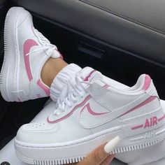 Pink Air Force 1, Pink Nike Air, Air Force One Shoes, Nike Shoes Air Force, Air Force 1 Shadow, Preppy Shoes